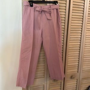Liz Claiborne pink linen crop pants- Size Small